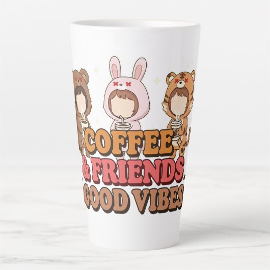 Cute Animal Friends Coffee Lovers Latte Mok (Voorkant)
