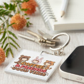 Cute Animal Friends Coffee Lovers Sleutelhanger (Voorkant Rechts)