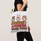 Cute Animal Friends Coffee Lovers Tote Bag (Dichtbij)
