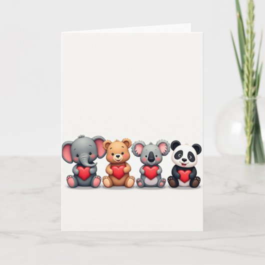 Cute Animal Friends Love Heart Card Kaart (Voorkant)