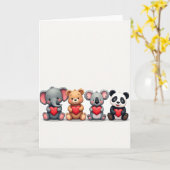 Cute Animal Friends Love Heart Card Kaart (Gele Bloem)