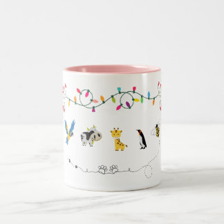 Cute Animal Friends Mug | Kids Cartoon Coffee Cup  Tweekleurige Koffiemok
