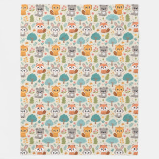 Cute Animal Friends Seamless Pattern – Playful Kid Fleece Deken