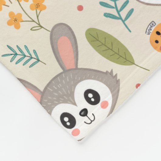 Cute Animal Friends Seamless Pattern – Playful Kid Fleece Deken (Hoek)