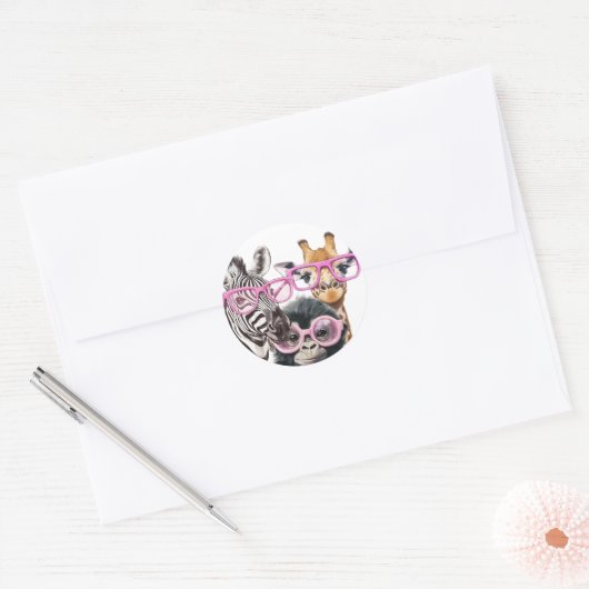 Cute Animal Friends Sticker – Zebra Giraffe Monkey (Envelop)