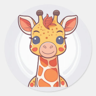 Cute Animal Giraffe Ronde Sticker