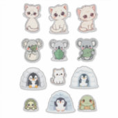 Cute Animal & Igloo Sticker Kit – Cartoon Creature (Voorkant)