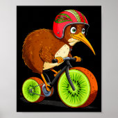 Cute Animal Kiwi Cycling New Zealand  Poster (Voorkant)
