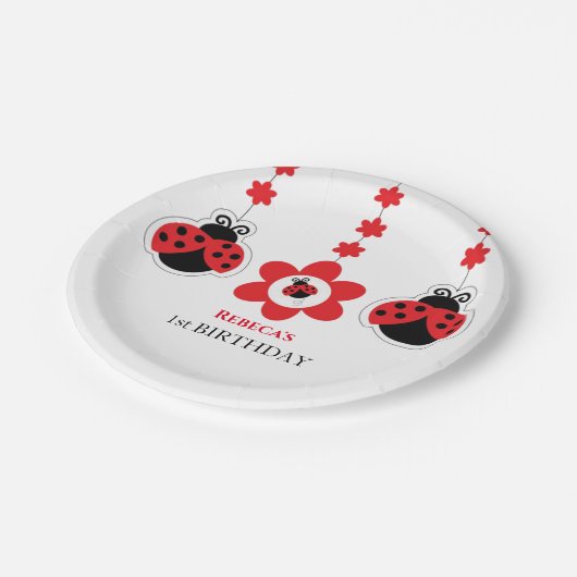 Cute animal ladybug verjaardagspapier bord (Gekanteld)