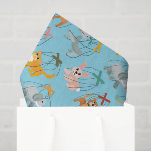 Cute Animal Marionette Puppets Puppeter Patroon Tissuepapier (Cadeauzakje)