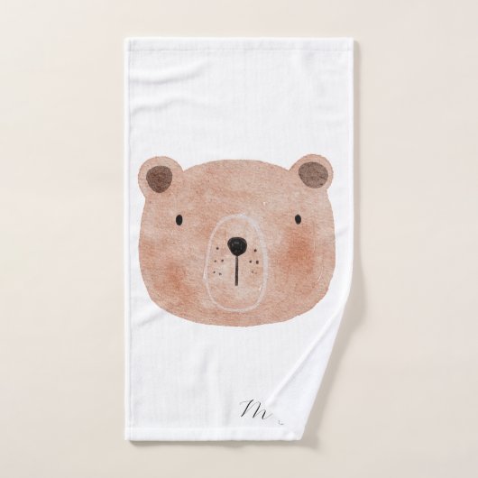 Cute animal monogram voor meisjes waterverf roze bad handdoek (Handdoek)