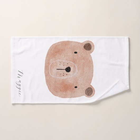 Cute animal monogram voor meisjes waterverf roze bad handdoek (Handdoek)