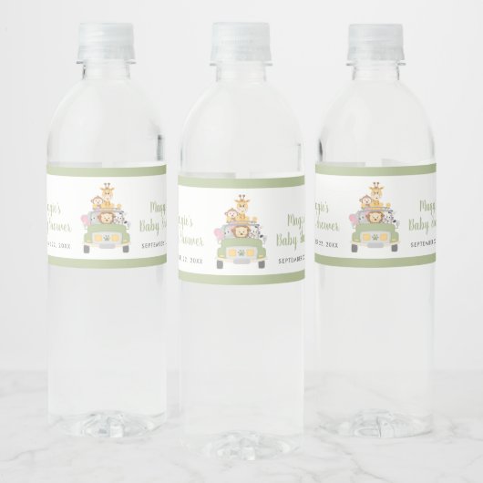 Cute Animal Oerwoud Safari Baby shower Waterfles Etiket (Flessen)