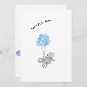Cute Animal on A Bike With Blue Balloons  Kaart