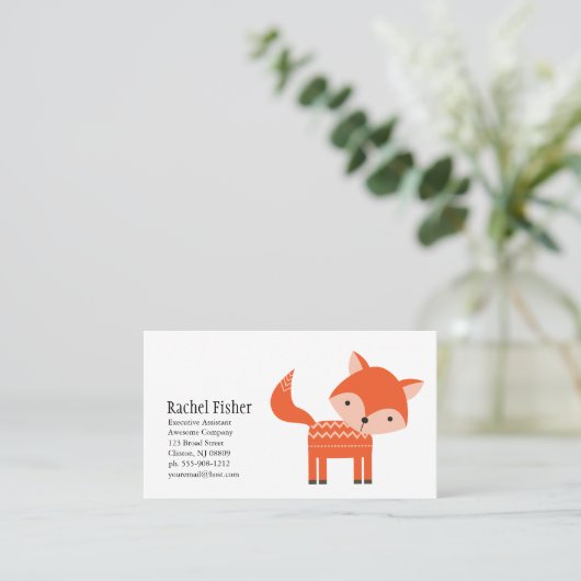 Cute Animal Oranje Fox Visitekaartjes (Staand voorkant)