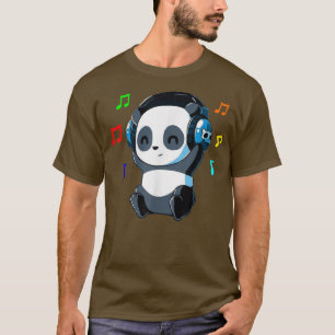 Cute Animal Panda Beer luisterend naar muziekcadea T-shirt