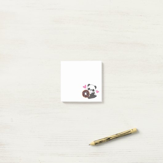 Cute Animal Panda Beer Roze Heart Donut Post-it® Notes (Op bureau)