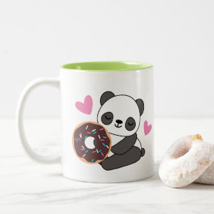 Cute Animal Panda Beer Roze Heart Donut Tweekleurige Koffiemok