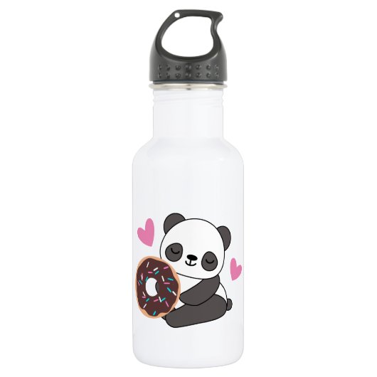 Cute Animal Panda Beer Roze Heart Donut Waterfles (Voorkant)