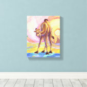 Cute Animal Parade Camel Art Canvas Afdruk (Insitu (Houten vloer))