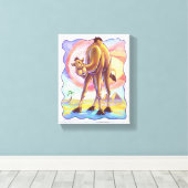 Cute Animal Parade Camel Art Canvas Afdruk (Insitu (Houten vloer))