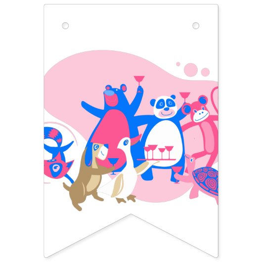 cute animal party selfie funny vlaggetjes (Tweede vlag)