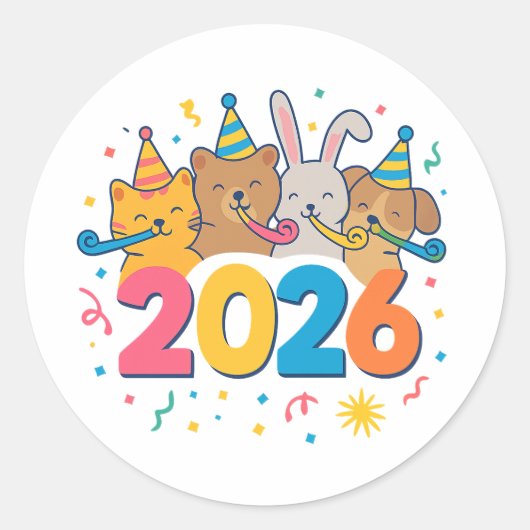  Cute Animal Party Sticker 2026 (Voorkant)