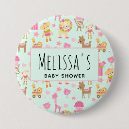 Cute Animal Pattern Baby shower Ronde Button 7,6 Cm