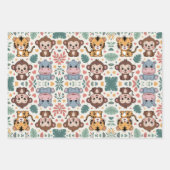 Cute animal pattern features monkeys inpakpapier vel (Voorkant)