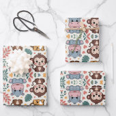Cute animal pattern features monkeys inpakpapier vel