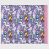 Cute Animal Pattern Happy Birthday Custom Text Cadeaupapier (Vlak)