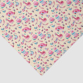 Cute Animal Pattern in Roze & Groene Waterverf Tissuepapier (Detail)