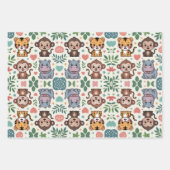 Cute animal pattern with monkeys, tigers inpakpapier vel (Voorkant)