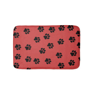 Cute Animal Paw Print Pattern Black Badmat