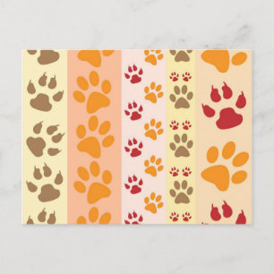 Cute Animal Paw Prints Pattern in Natural Colors Briefkaart