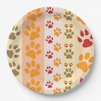 Cute Animal Paw Prints Pattern in Natural Colors Papieren Bordje