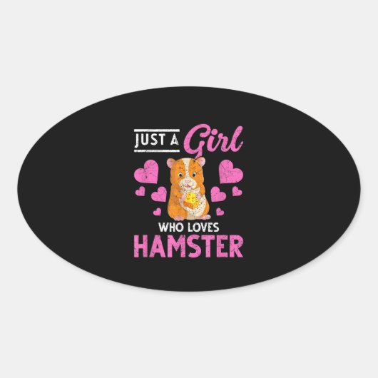 Cute Animal Pet Ma Hamster Ovale Sticker (Voorkant)