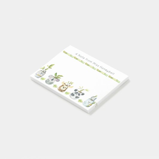 Cute Animal Pot Planten persoonlijke opmerking van Post-it® Notes (Schuin)