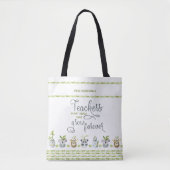 Cute Animal Potted Planten and Teacher Quote Tote Bag (Voorkant)