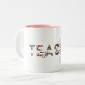 Cute Animal Print & Roze Teacher Name Coffee Mok (Voorkant links)