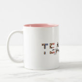 Cute Animal Print & Roze Teacher Name Coffee Mok (Links)