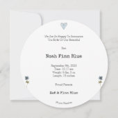 Cute Animal Rabbit Baby Boy Announcement Card Kaart (Achterkant)