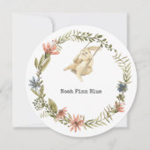 Cute Animal Rabbit Baby Boy Announcement Card Kaart (Voorkant)