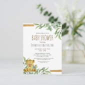 Cute Animal Safari Oerwoud Lion Baby shower Invita Briefkaart (Staand voorkant)