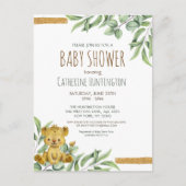 Cute Animal Safari Oerwoud Lion Baby shower Invita Briefkaart (Voorkant)