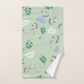 Cute animal safari patroon zebra boy pastel groen bad handdoek (Handdoek)