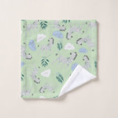 Cute animal safari patroon zebra boy pastel groen bad handdoek (Wasdoekje)