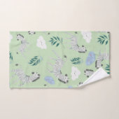 Cute animal safari patroon zebra boy pastel groen bad handdoek (Handdoek)