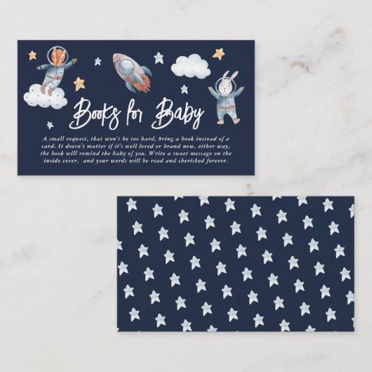 Cute Animal Space Baby shower Books for Baby Informatiekaartje (Voorkant / Achterkant)