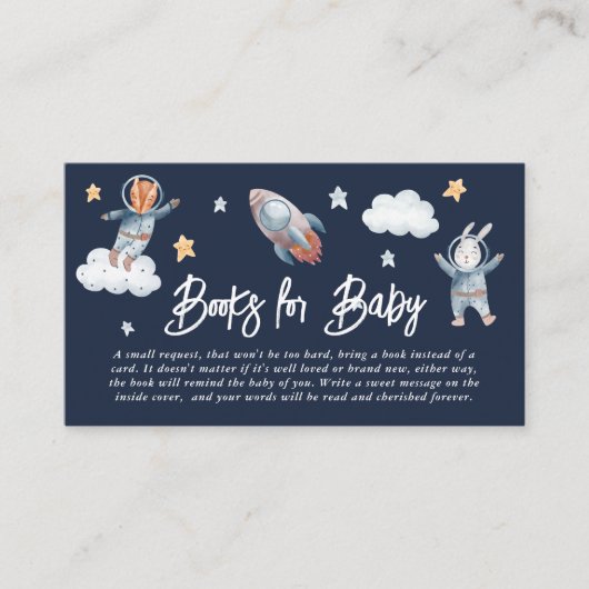 Cute Animal Space Baby shower Books for Baby Informatiekaartje (Voorkant)